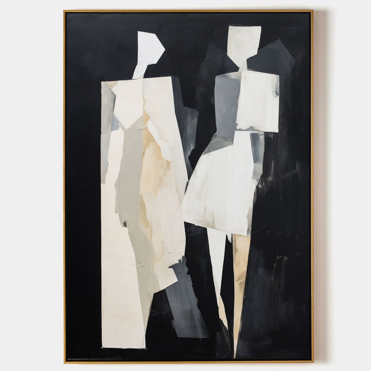 Two Ivory Figures on Black