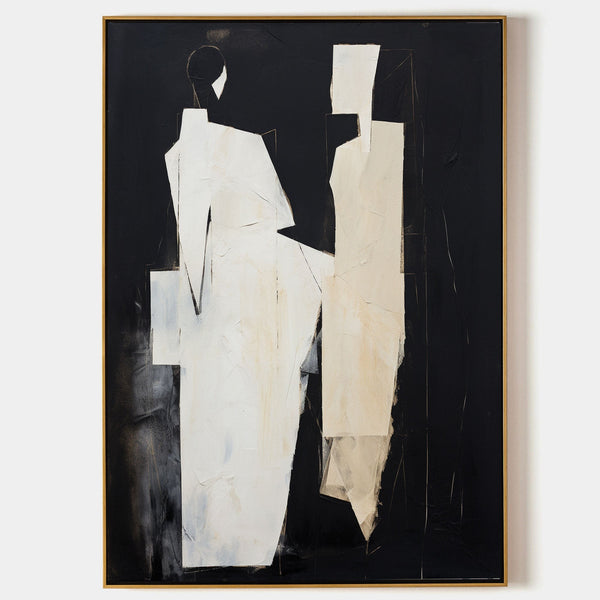 Two Ivory Figures on Black
