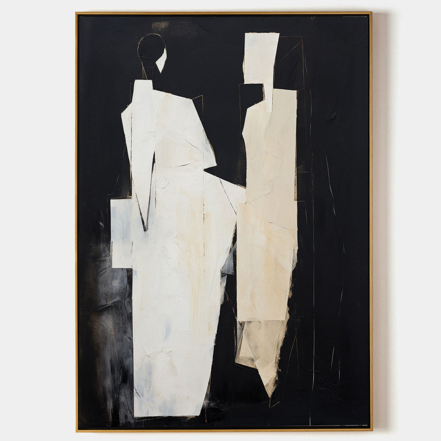 Two Ivory Figures on Black