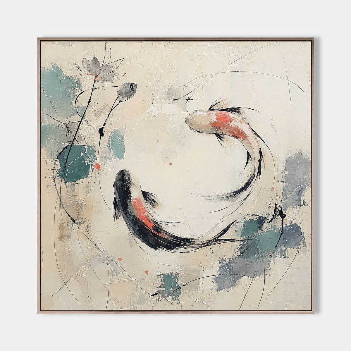 Two Koi Circling in Quiet Water