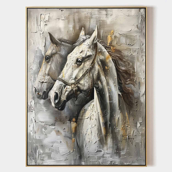 Two Pale Horses in Silver Mist