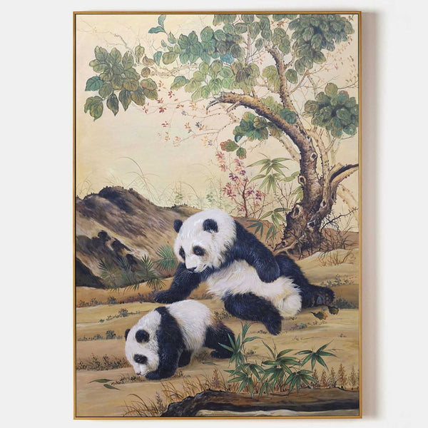Two Panda Cubs Beneath the Tree