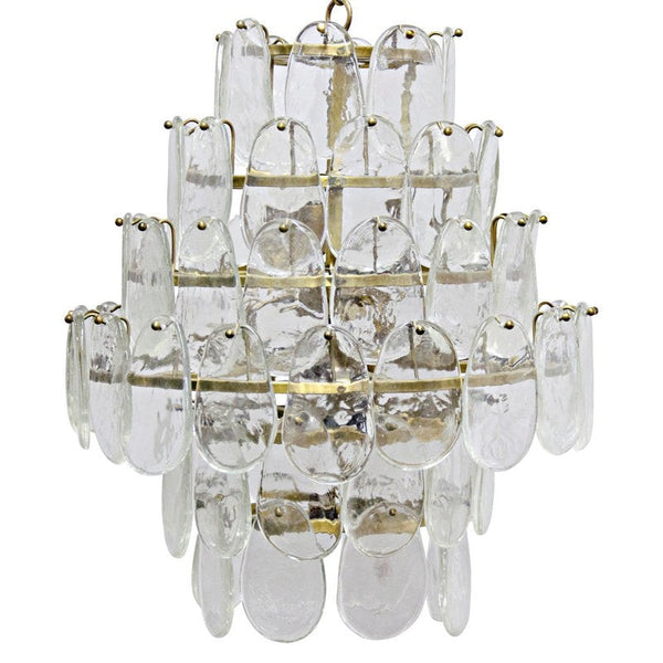 Two Tier Clear Glass and Metal Chandelier