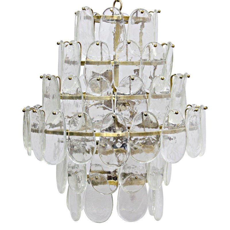 Two Tier Clear Glass and Metal Chandelier