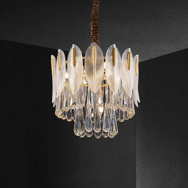 Two Tier Cut Crystal and Brass Chandelier