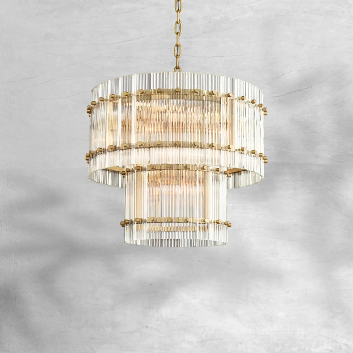 Two-Tier Glass Panel Ring Chandelier
