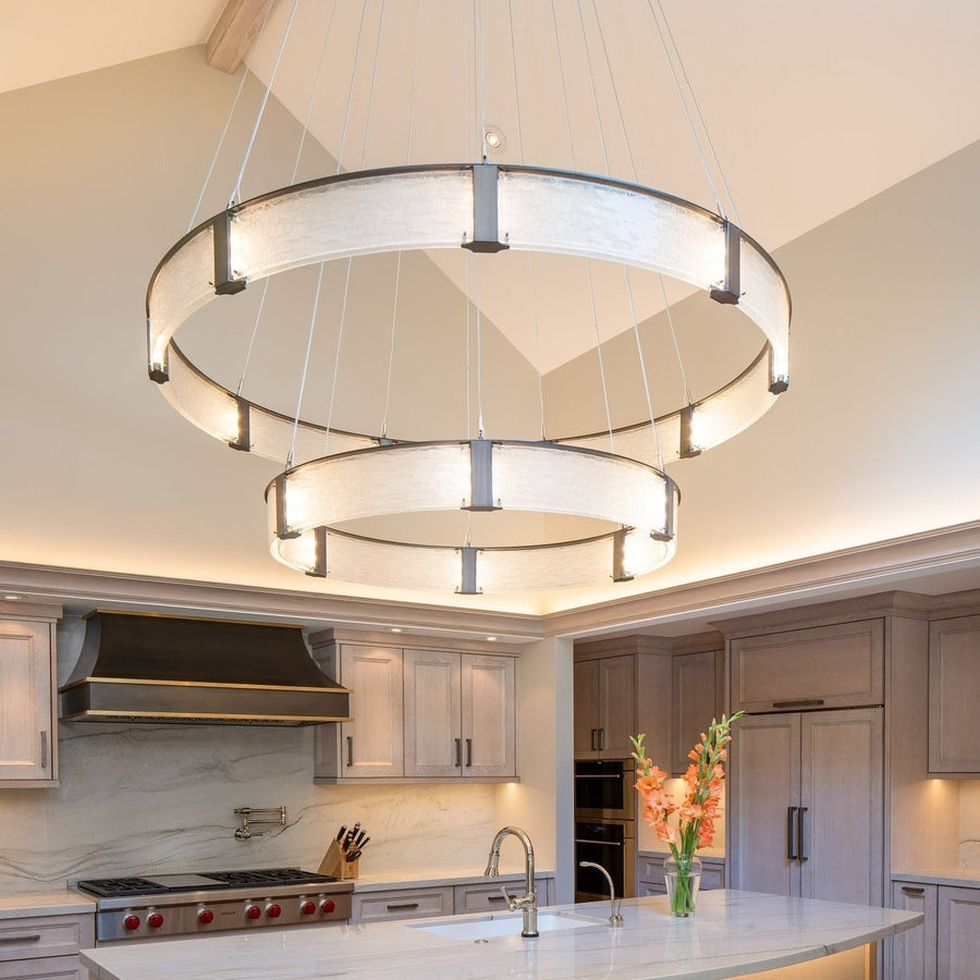 Two-Tier Glass Ring LED Chandelier