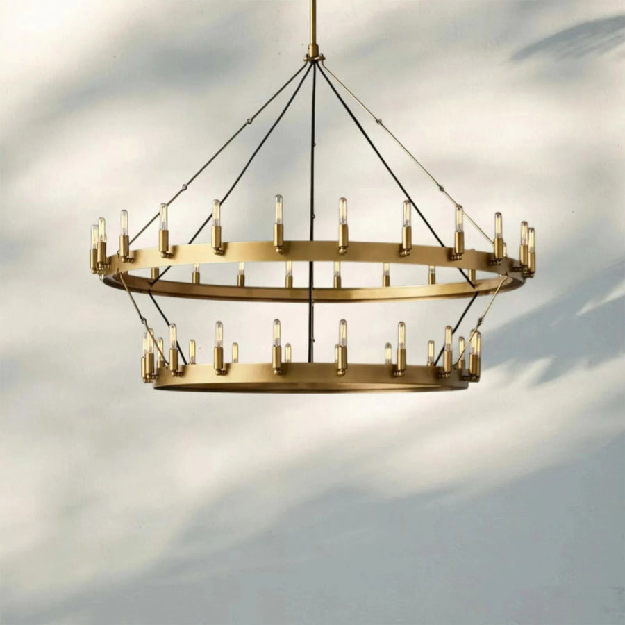 Two-Tier Industrial Angle Iron Ring Chandelier