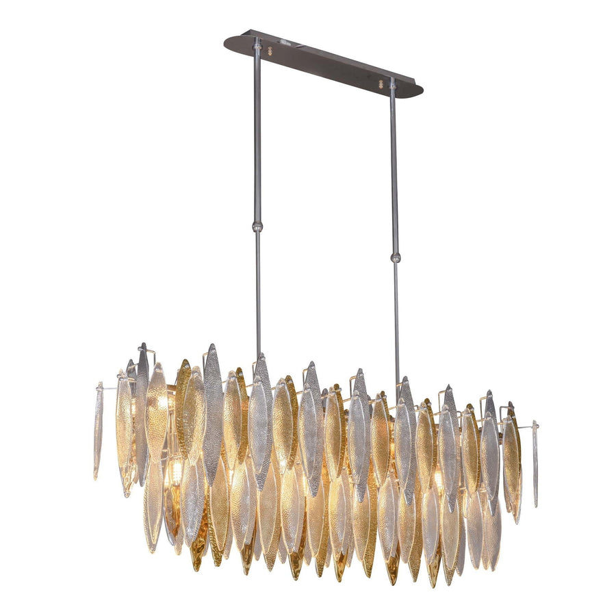 Two Tier Linear Oval Glass Chandelier