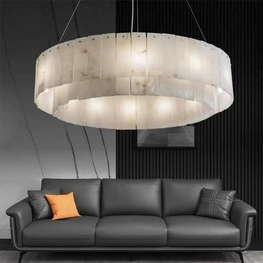 Two-Tier Round Alabaster Chandelier