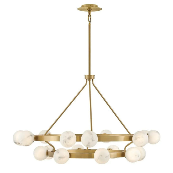 Two Tier Swirled Glass Globe Brass Chandelier