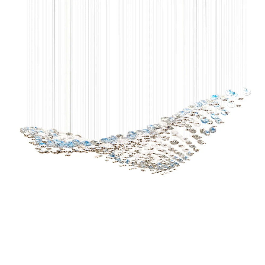 Undulating Blue and Smoke Glass Bubble Chandelier