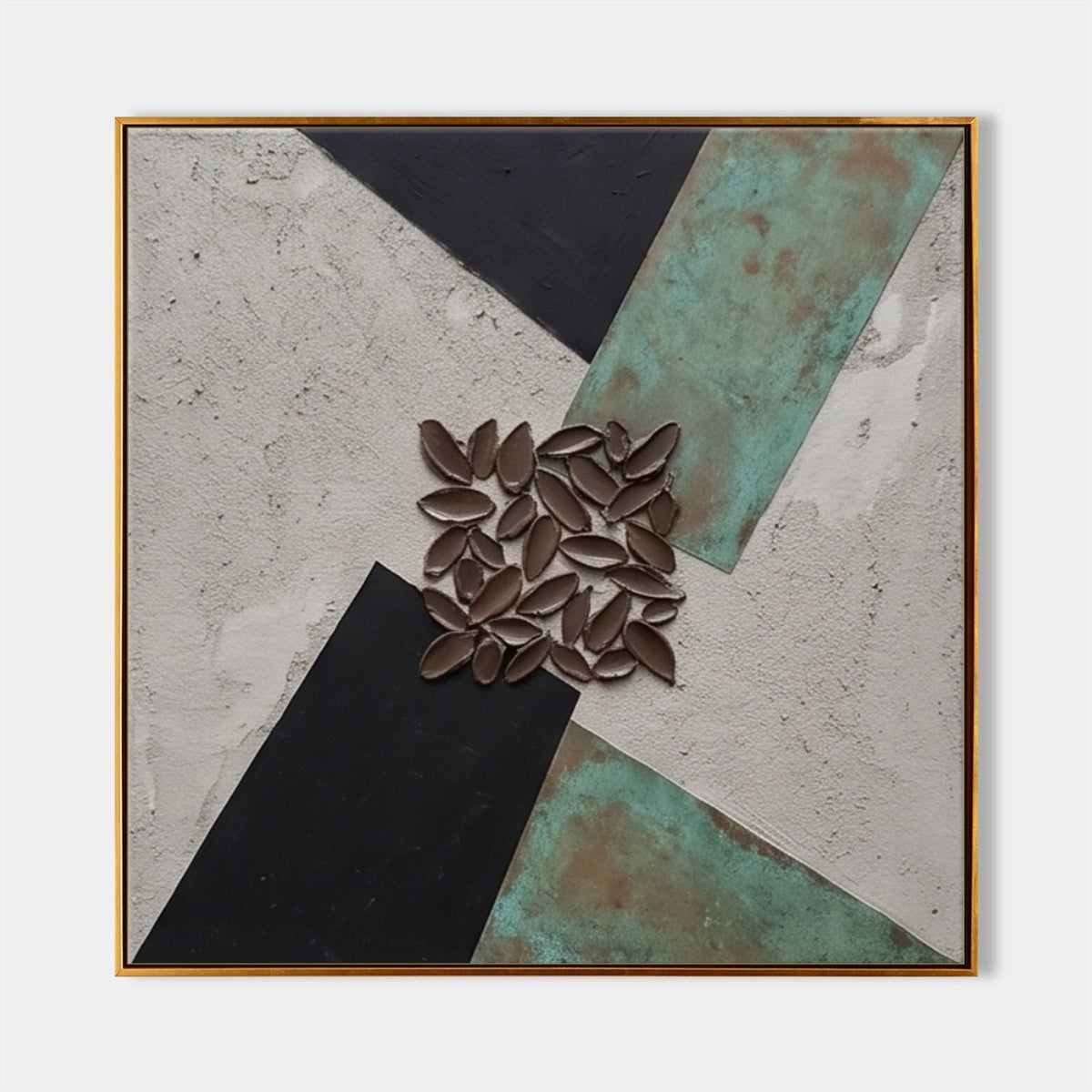 Verdigris and Ink Geometric Relief