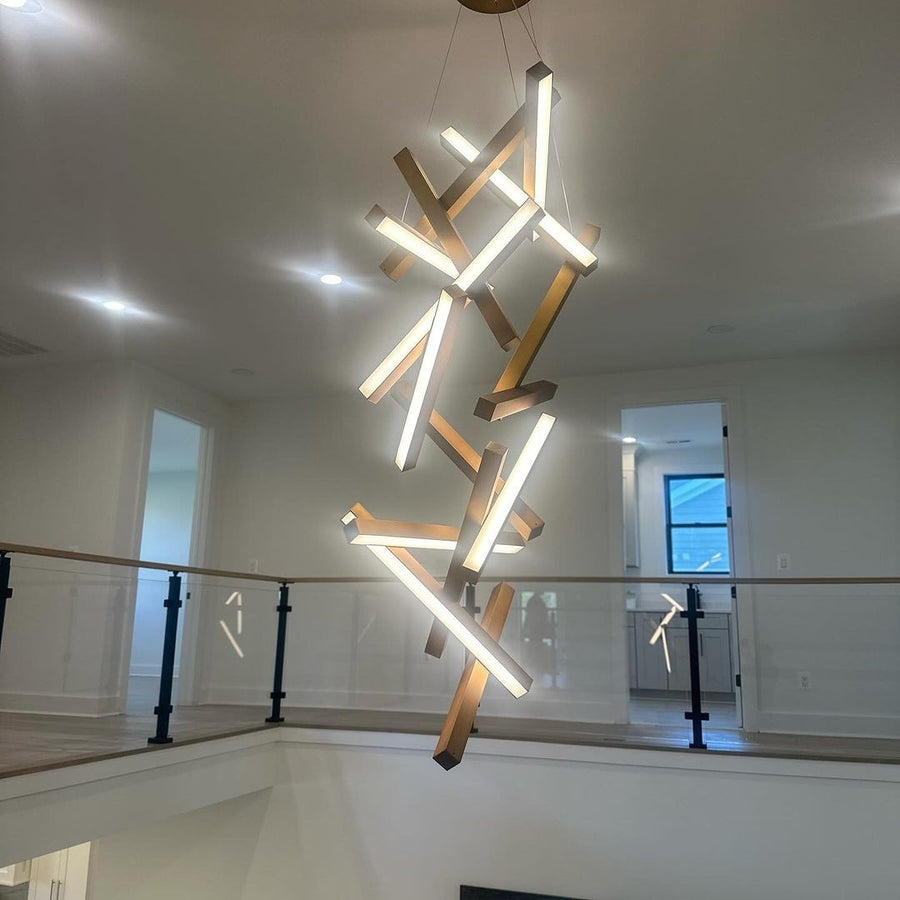 Vertical Geometric Aluminum Linear Cluster Chandelier