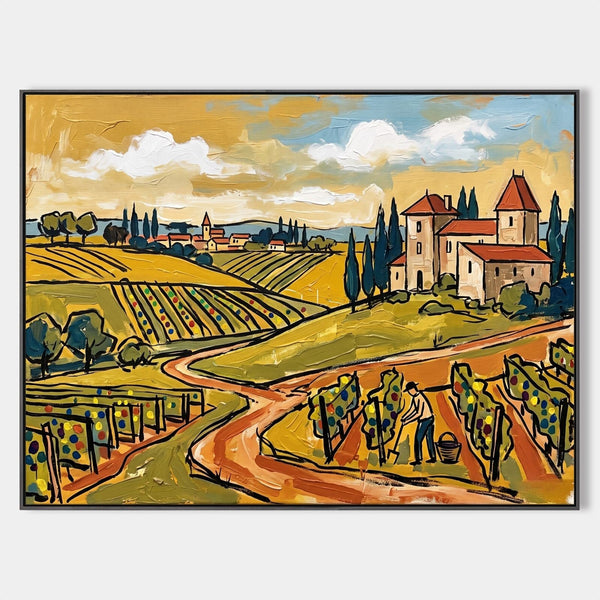 Vineyard Harvest Below the Hilltop Villa