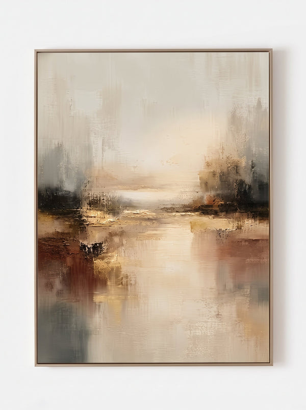 Wabi-Sabi Golden Mist Waterscape Canvas Art