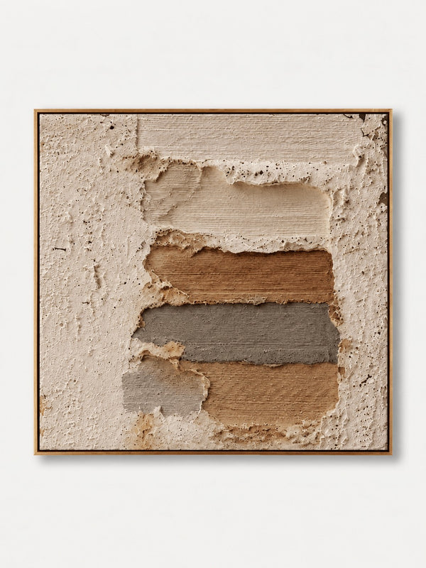 Wabi-Sabi Textured Abstract Wall Art, Earthen Strata
