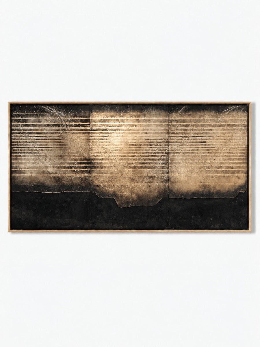 Wabi-Sabi Textured Abstract Wall Art, Shadowed Horizon