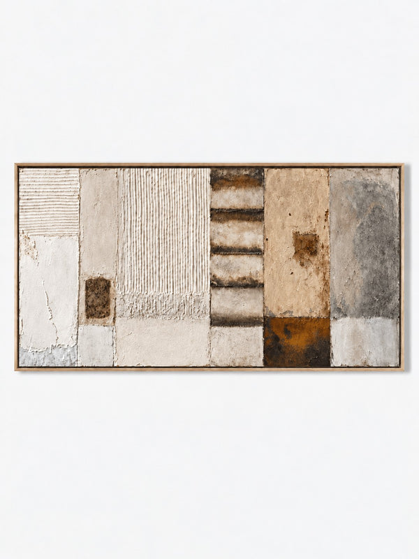 Wabi-Sabi Textured Architectural Wall Art, Weathered Strata