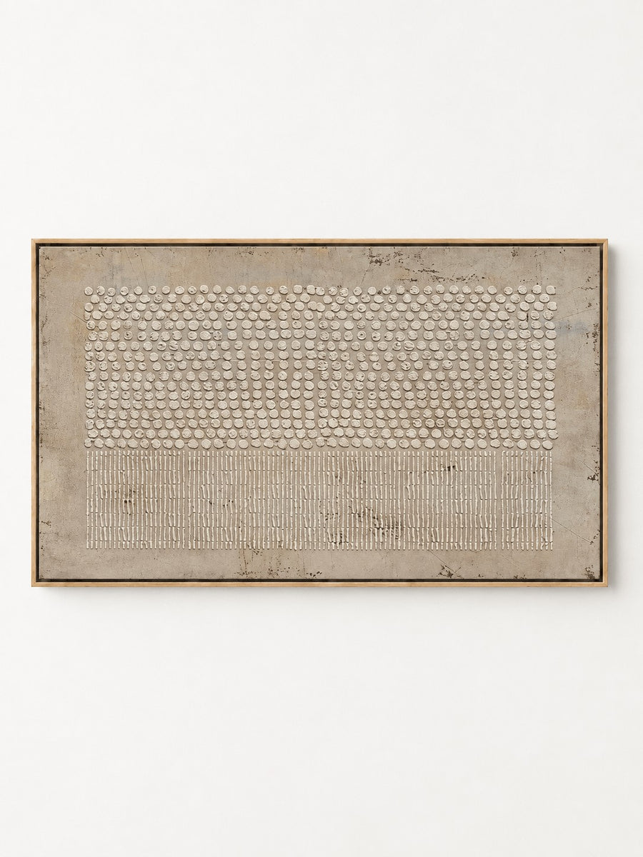 Wabi-Sabi Textured Dot and Line Abstract Painting
