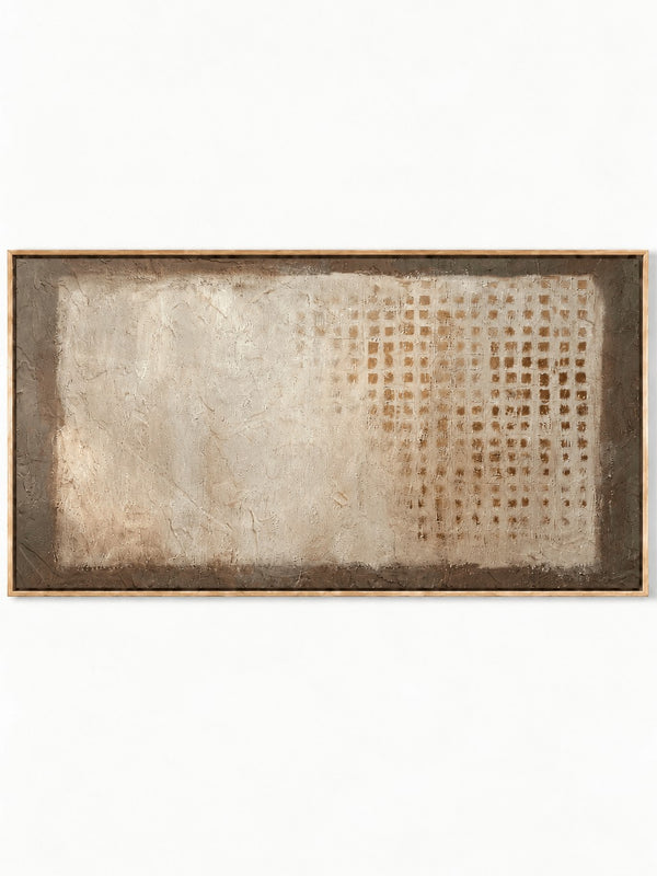 Wabi Sabi Textured Faded Grid Painting