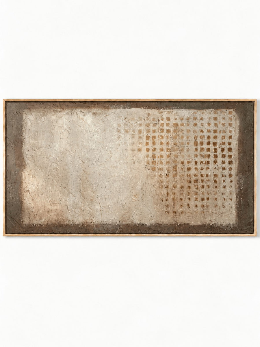 Wabi Sabi Textured Faded Grid Painting