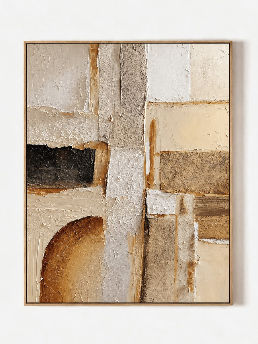 Wabi Sabi Textured Geometric Abstract Painting