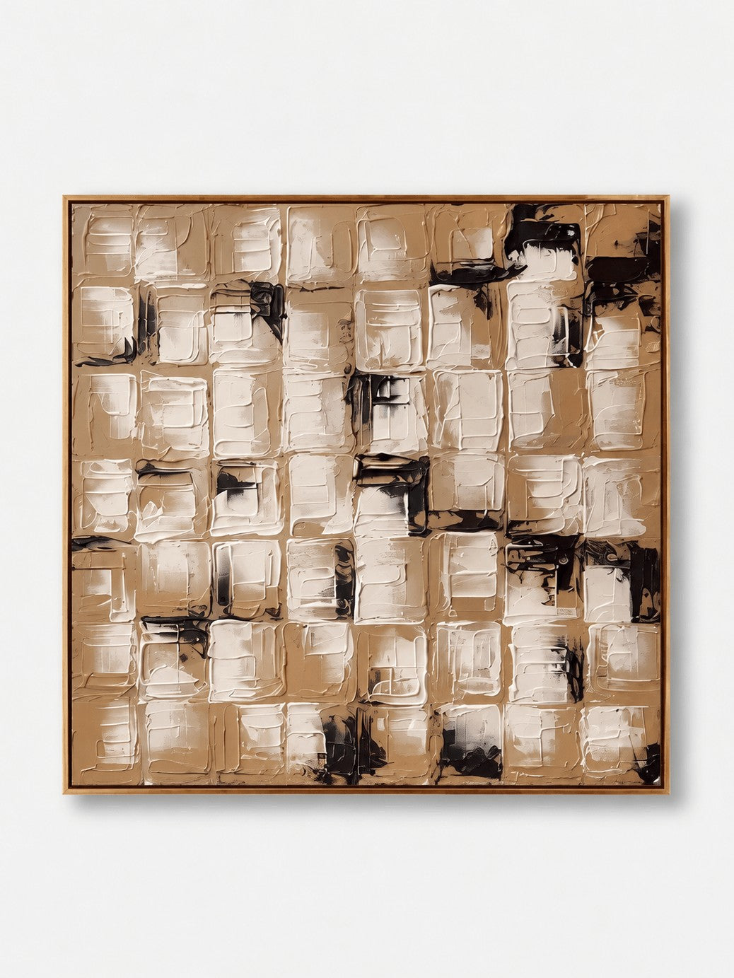 Wabi-Sabi Textured Geometric Wall Art, Caramel Mosaic