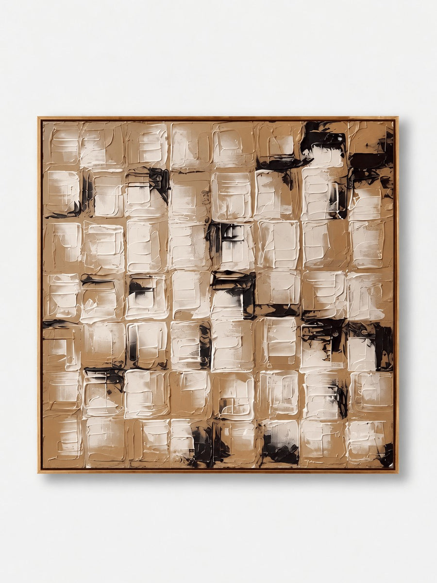 Wabi-Sabi Textured Geometric Wall Art, Caramel Mosaic