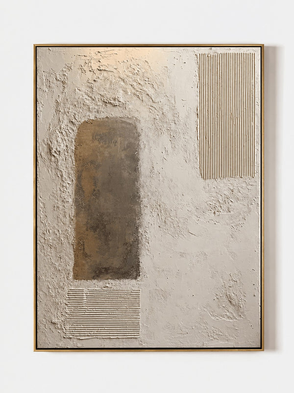 Wabi-Sabi Textured Geometric Wall Art, Earthen Arch Balance