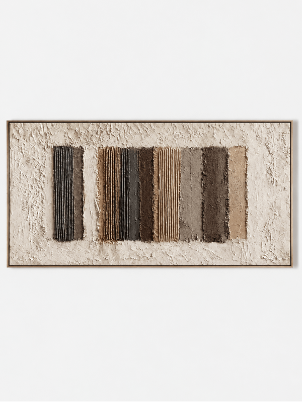 Wabi-Sabi Textured Geometric Wall Art, Earthen Columns