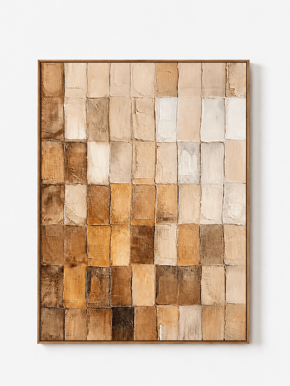 Wabi-Sabi Textured Geometric Wall Art, Earthen Mosaic