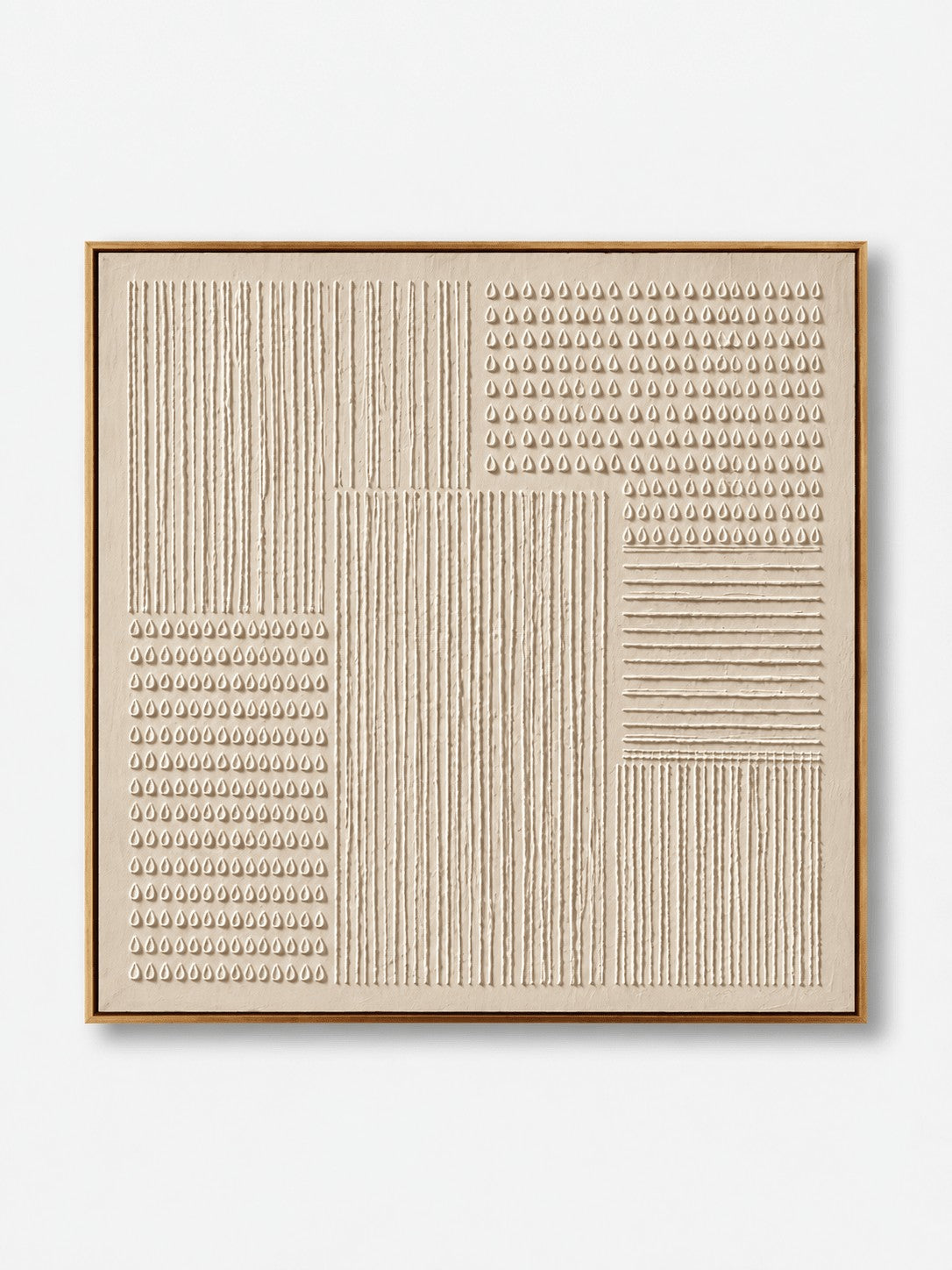 Wabi-Sabi Textured Geometric Wall Art, Ivory Glyphs