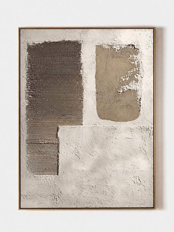 Wabi-Sabi Textured Geometric Wall Art, Neutral Form Balance