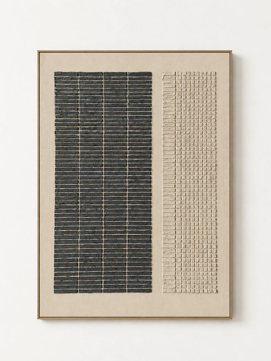 Wabi-Sabi Textured Geometric Wall Art, Quiet Grid