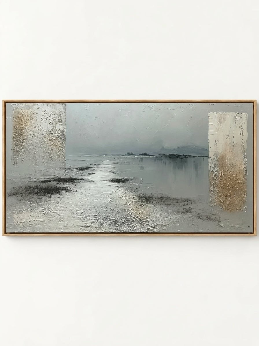 Wabi-Sabi Textured Misty Lakeview Canvas Art