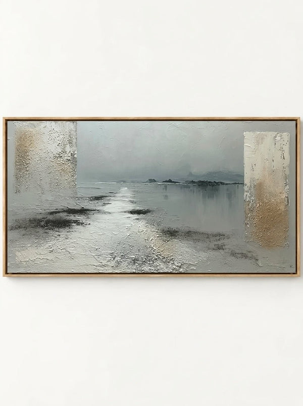 Wabi-Sabi Textured Misty Lakeview Canvas Art