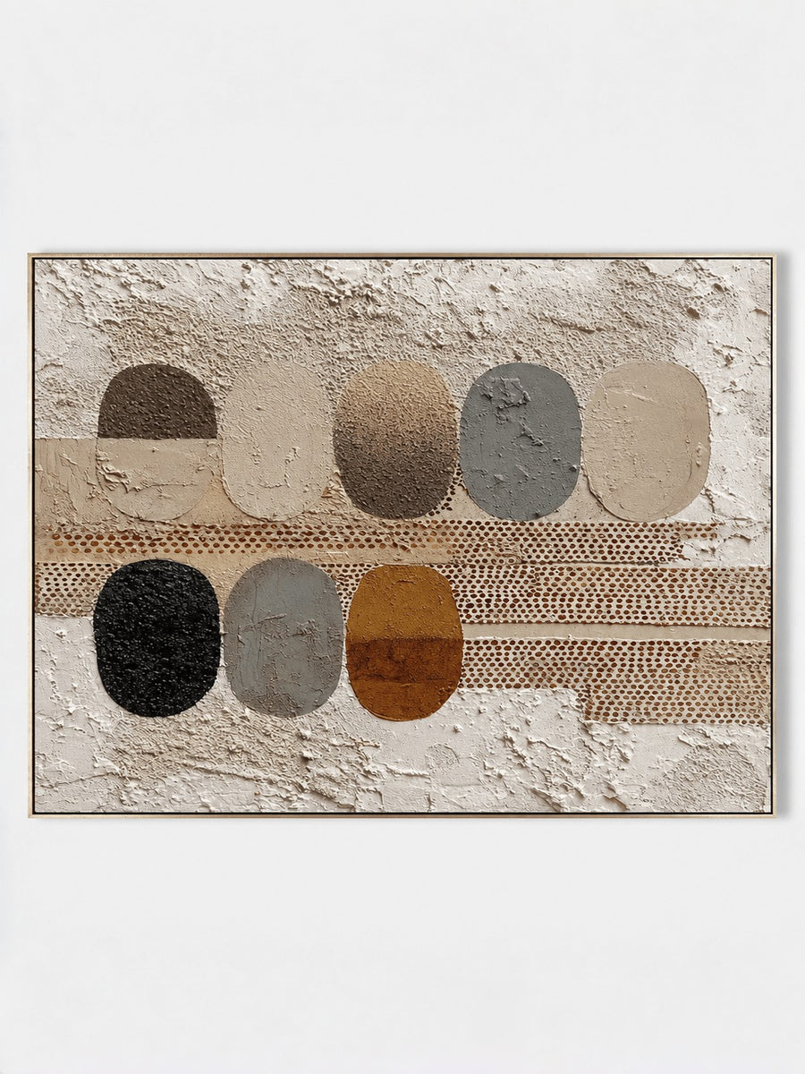 Wabi-Sabi Textured Oval Abstract Painting
