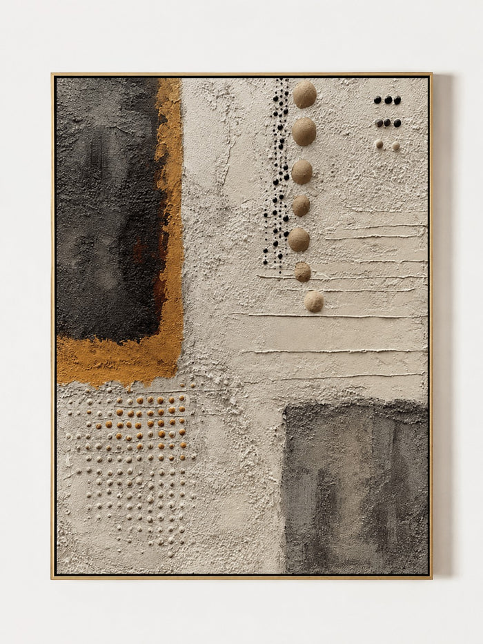 Wabi-Sabi Textured Wall Art, Earth Tone Geometry