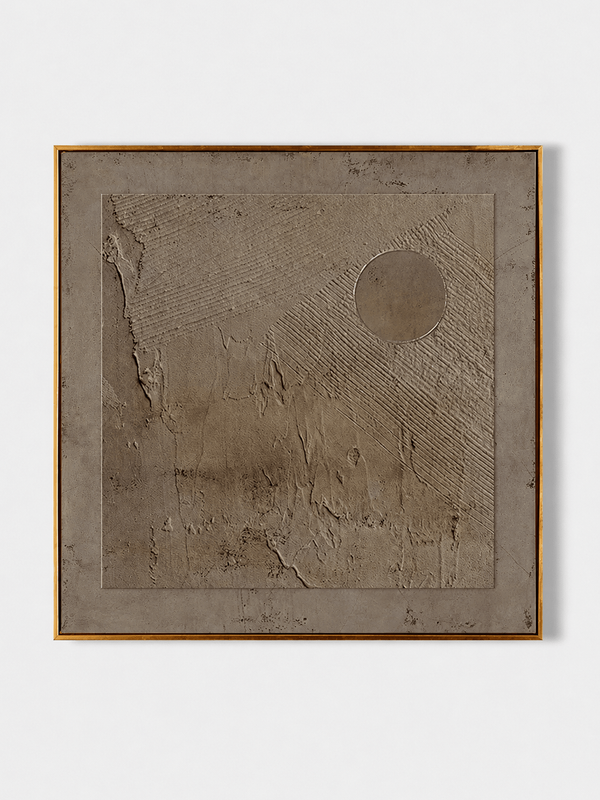 Wabi-Sabi Textured Wall Art, Earthen Sun Relief