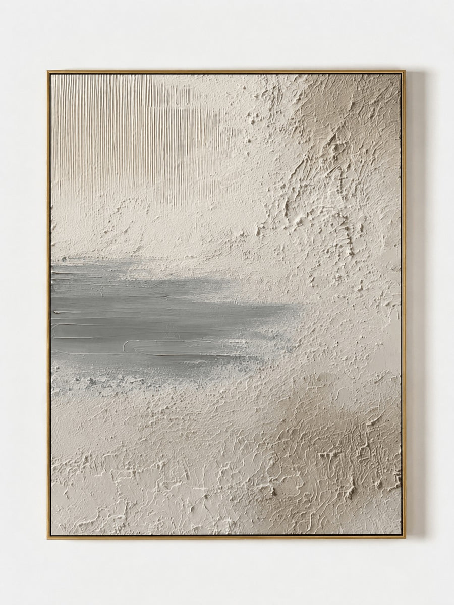 Wabi-Sabi Textured Wall Art, Quiet Grey Horizon