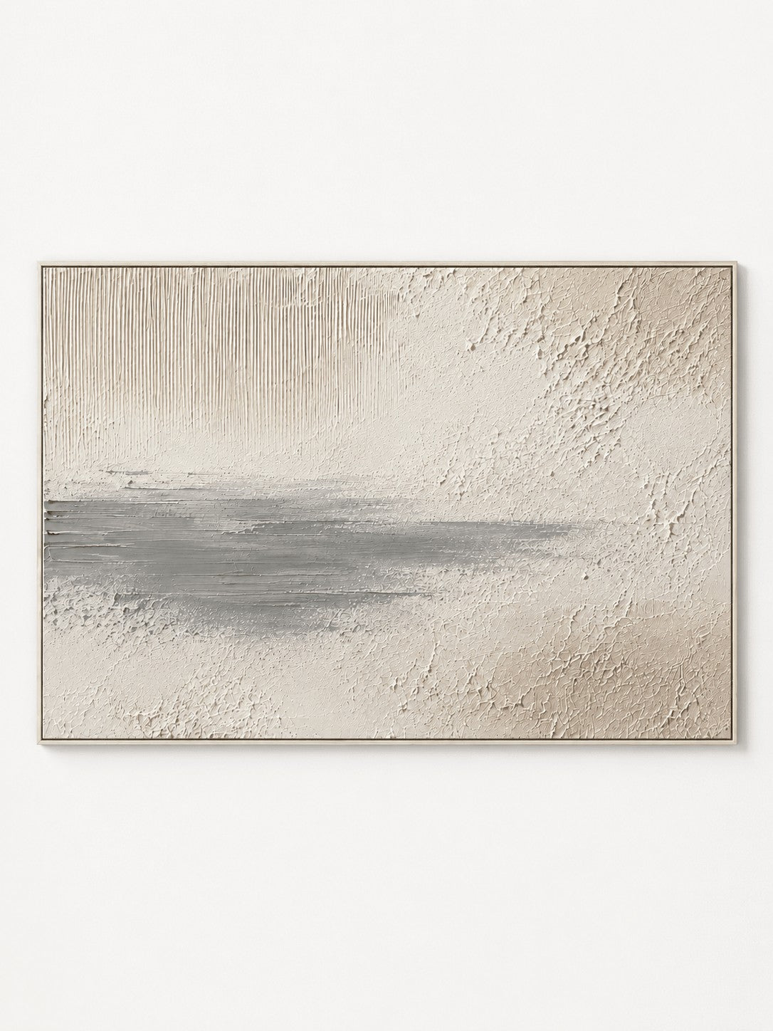 Wabi-Sabi Textured Wall Art, Soft Grey Horizon