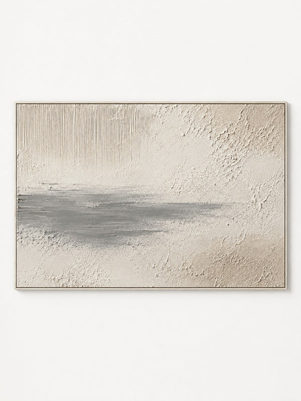 Wabi-Sabi Textured Wall Art, Soft Grey Horizon