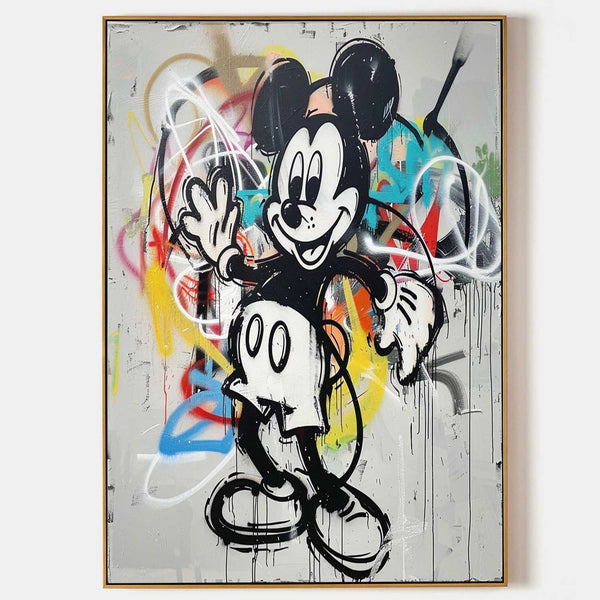 Waving Cartoon Mouse in Graffiti Color