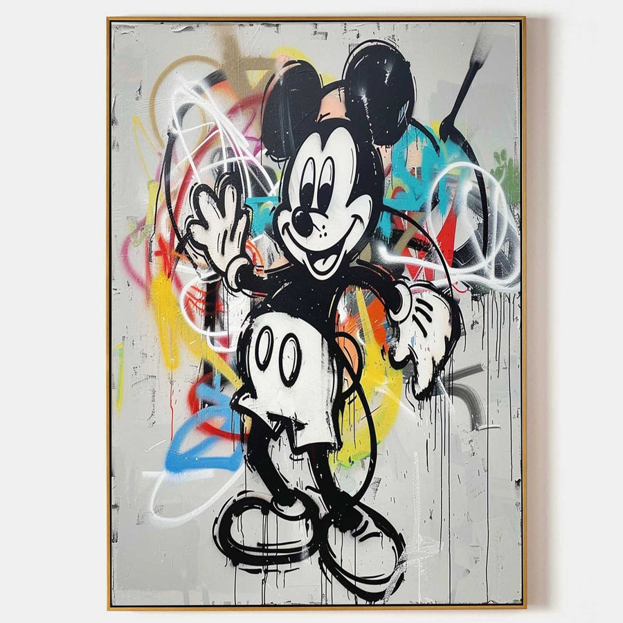 Waving Cartoon Mouse in Graffiti Color