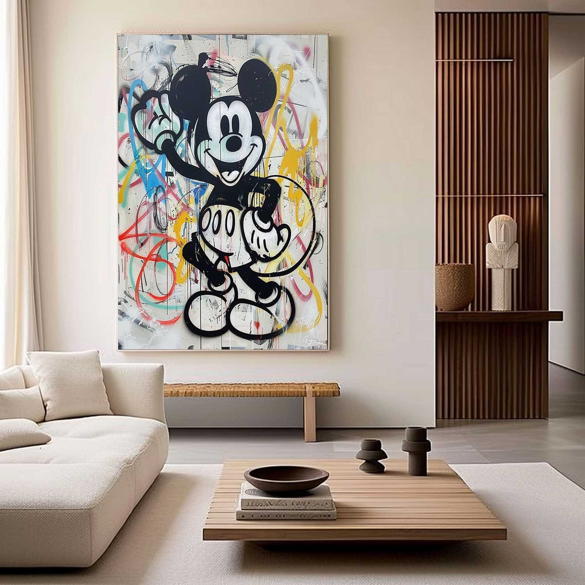 Waving Cartoon Mouse in Graffiti Color