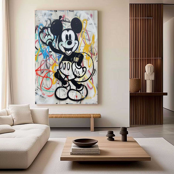 Waving Cartoon Mouse in Graffiti Color