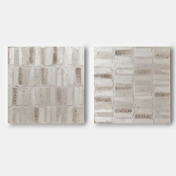 Weathered Ivory Tile Relief Pair
