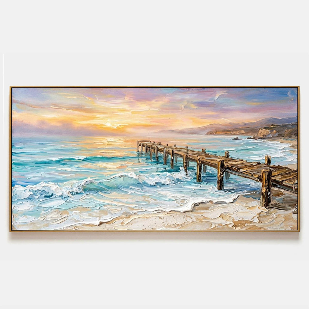 Weathered Pier at Golden Sunset