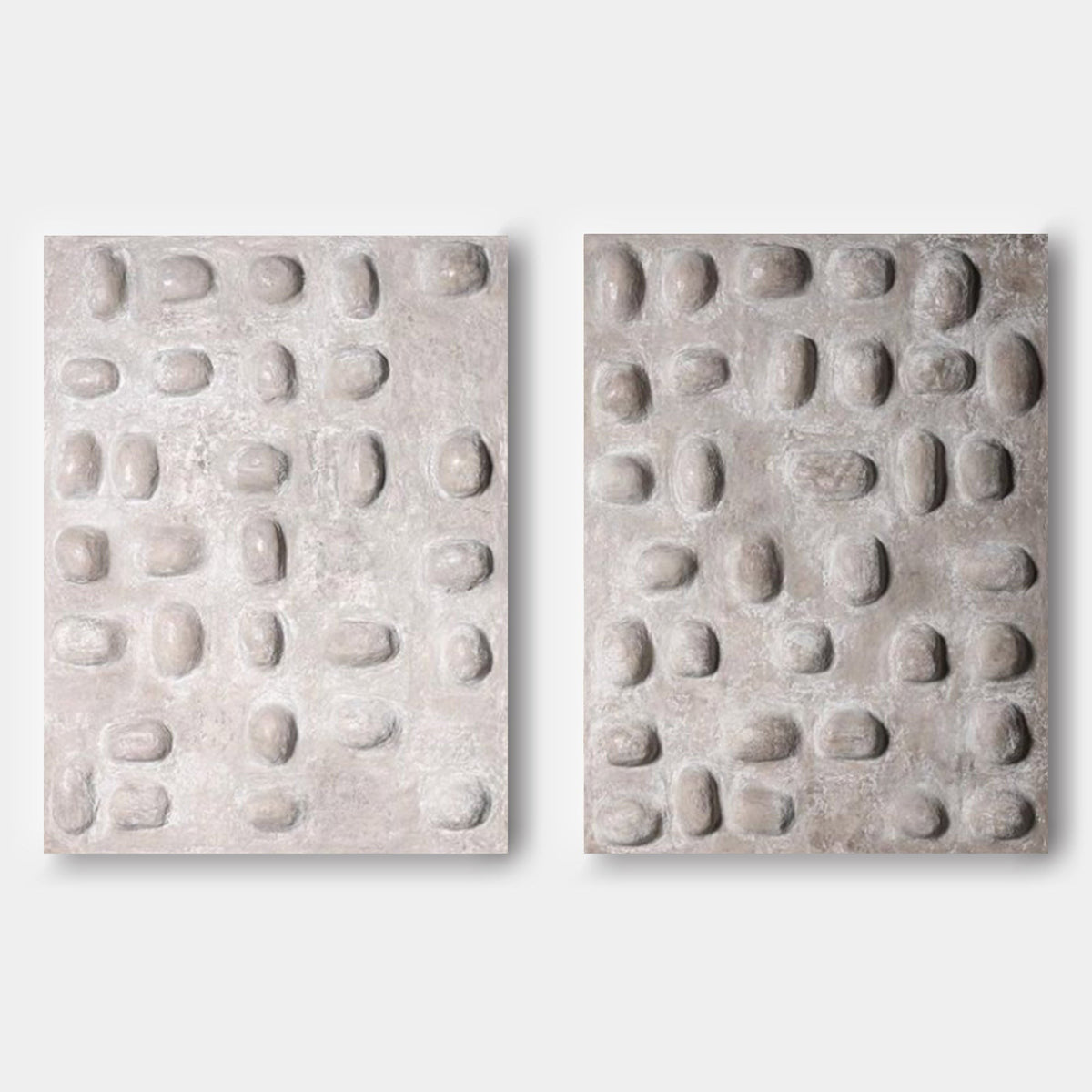 Weathered Stone Pebble Relief Pair